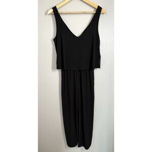 NWT Tahari Black Wide Cropped Leg Sleeveless Comfy Stretchy Jumpsuit Size S‎ NEW
